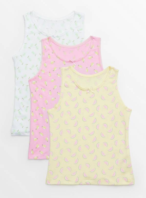Pastel Fruit Print Vests 3 Pack 2-3 years